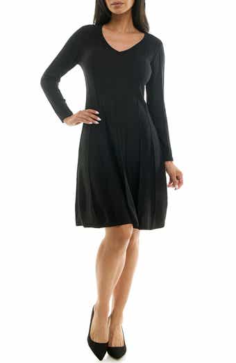 Nina Leonard Long Sleeve A-Line Sweater Dress