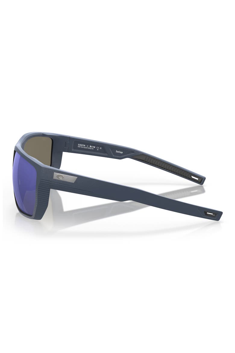 Santiago 63mm Oversize Polarized Rectangular Sunglasses, Alternate, color, BLUE MIRROR