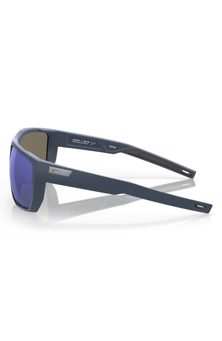Costa Del Mar Santiago 63mm Oversize Polarized Rectangular Sunglasses, Alternate, color, Blue Mirror