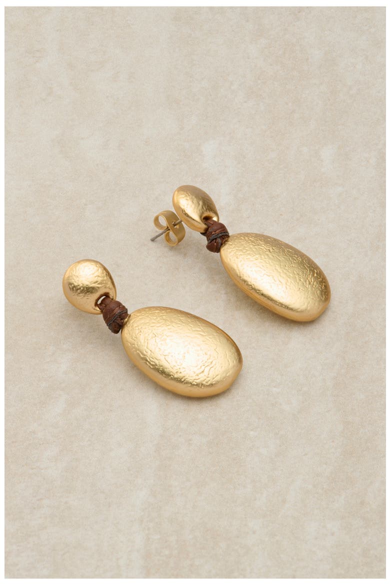 Peggy Smooth Pebble Cord Drop Earrings, Alternate, color, GOLD TONE BROWN