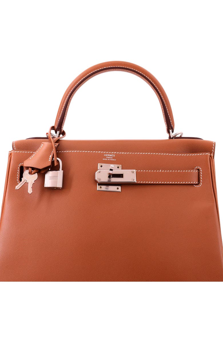 Pre-Owned Hermes Kelly Handbag Brown Madame with Palladium Hardware 28, Alternate, color, Gold