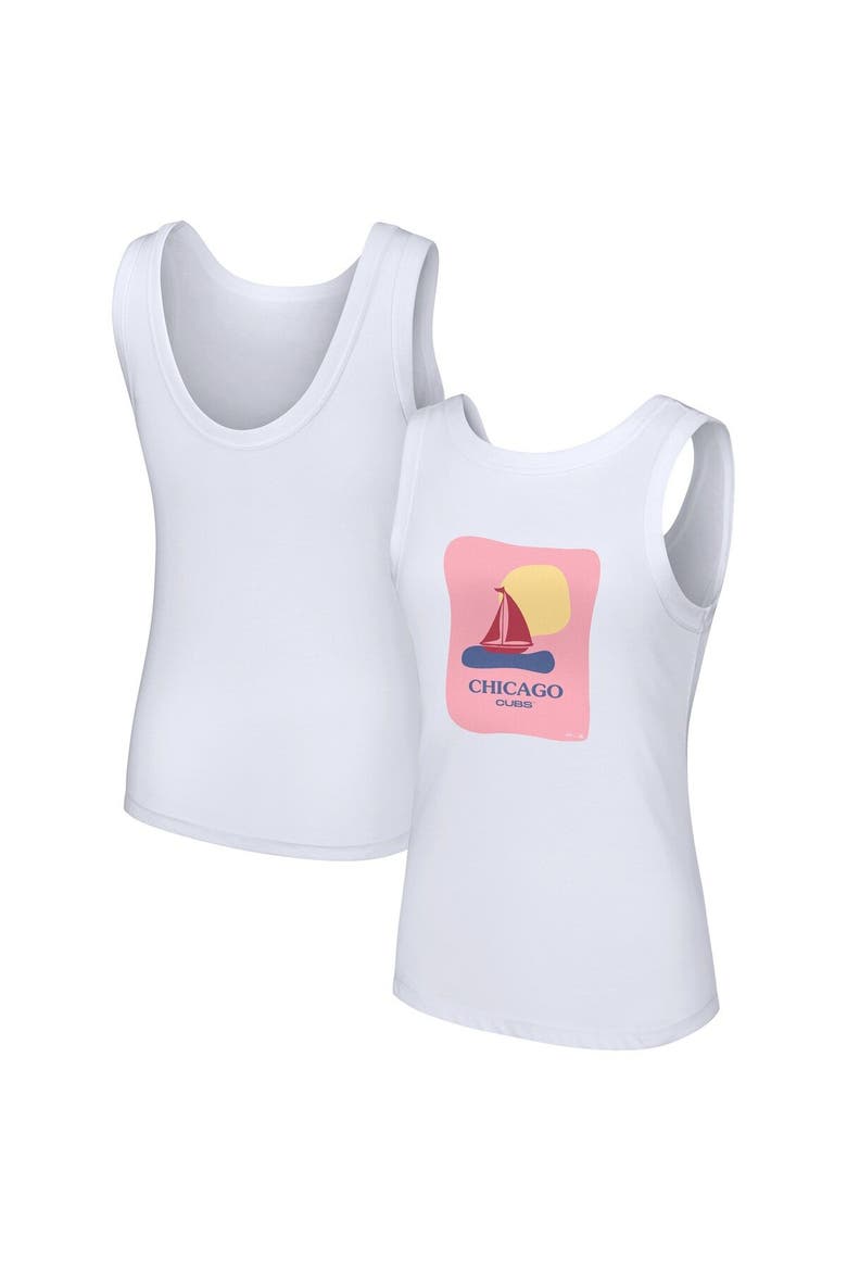 Women's Lusso Style  White Chicago Cubs Lindy Tank Top, Main, color, White