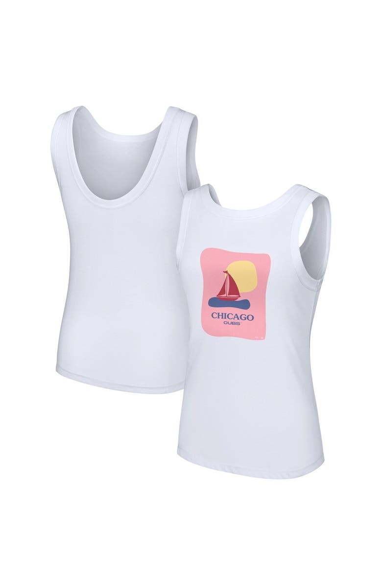 LUSSO Women's Lusso Style White Chicago Cubs Lindy Tank Top, Main, color, White