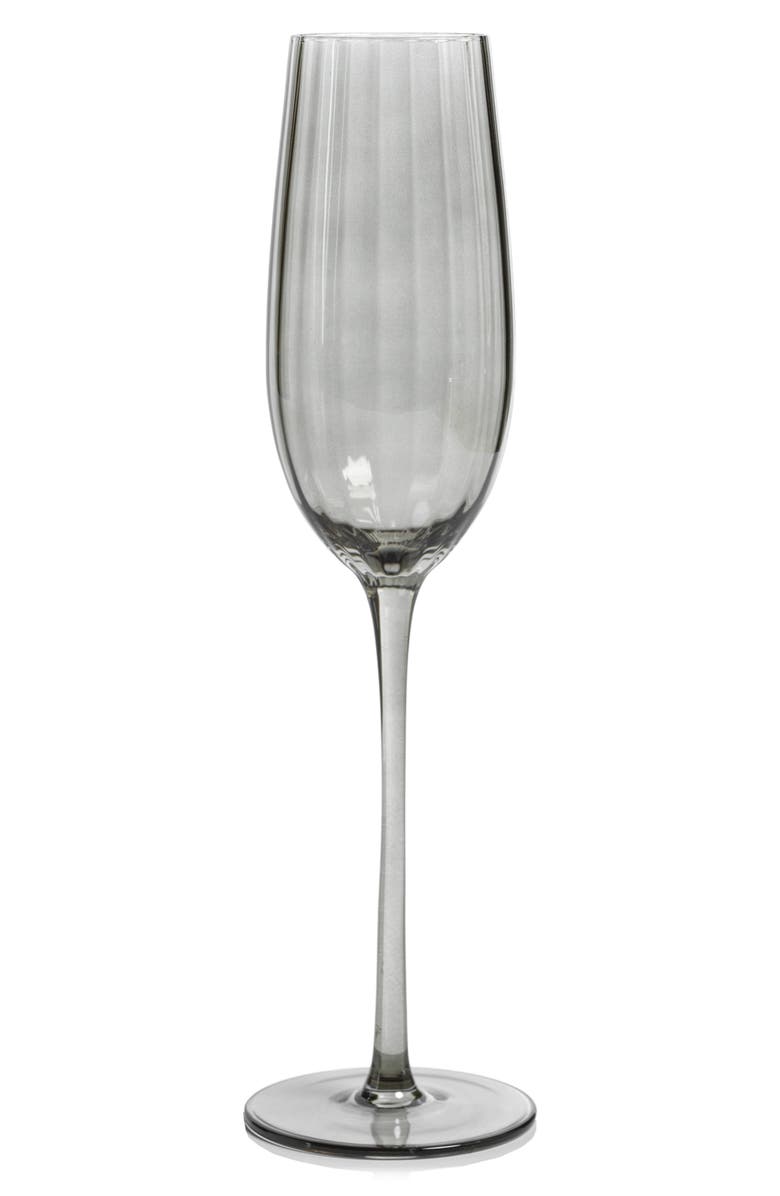Zodax Malden Optic Set of 4 Champagne Flutes, Main, color, Gray