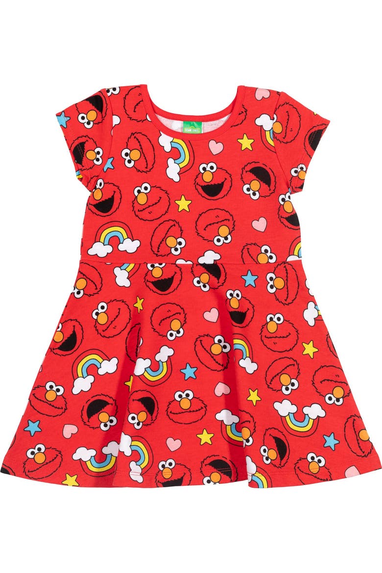 2-Piece Skater Dress and Scrunchie Set, Alternate, color, Elmo Bright Red