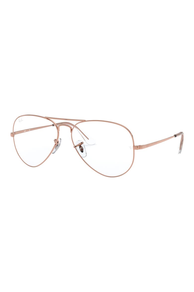 55mm Aviator Optical Glasses, Alternate, color, SHINY ROSE GOLD
