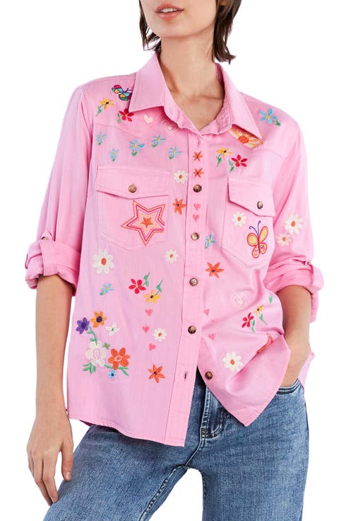 Sketchbook Embroidered Button-Up Shirt