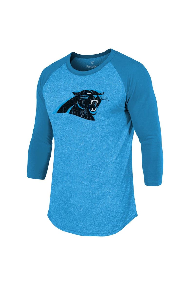 Men's Fanatics Branded Jeremy Chinn Blue Carolina Panthers Team Player Name & Number Tri-Blend Raglan 3/4-Sleeve T-Shirt, Alternate, color, Blue
