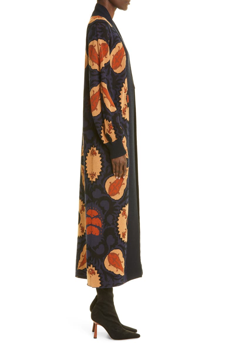 Johanna Ortiz Suzani Midnight Jacquard Pima Cotton Duster Cardigan, Alternate, color, 