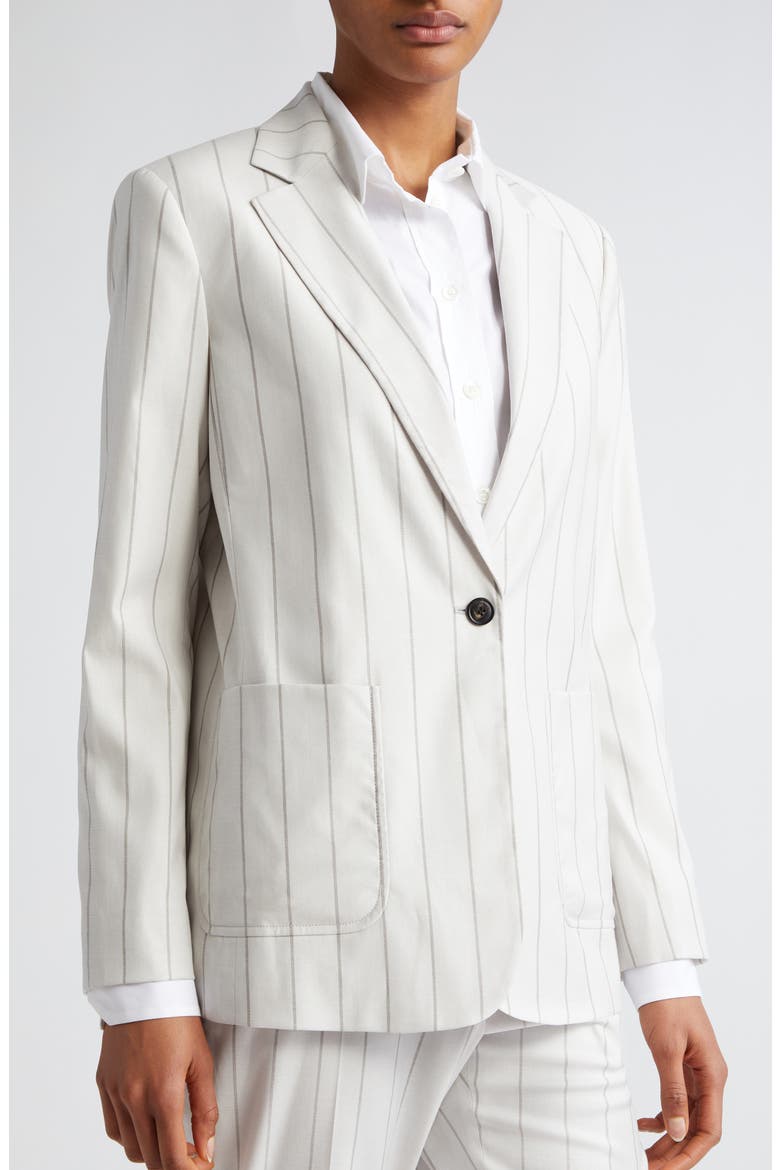 Pinstripe Blazer, Alternate, color, IVORY