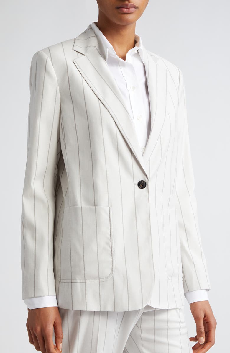 Eleventy Pinstripe Blazer, Alternate, color, Ivory