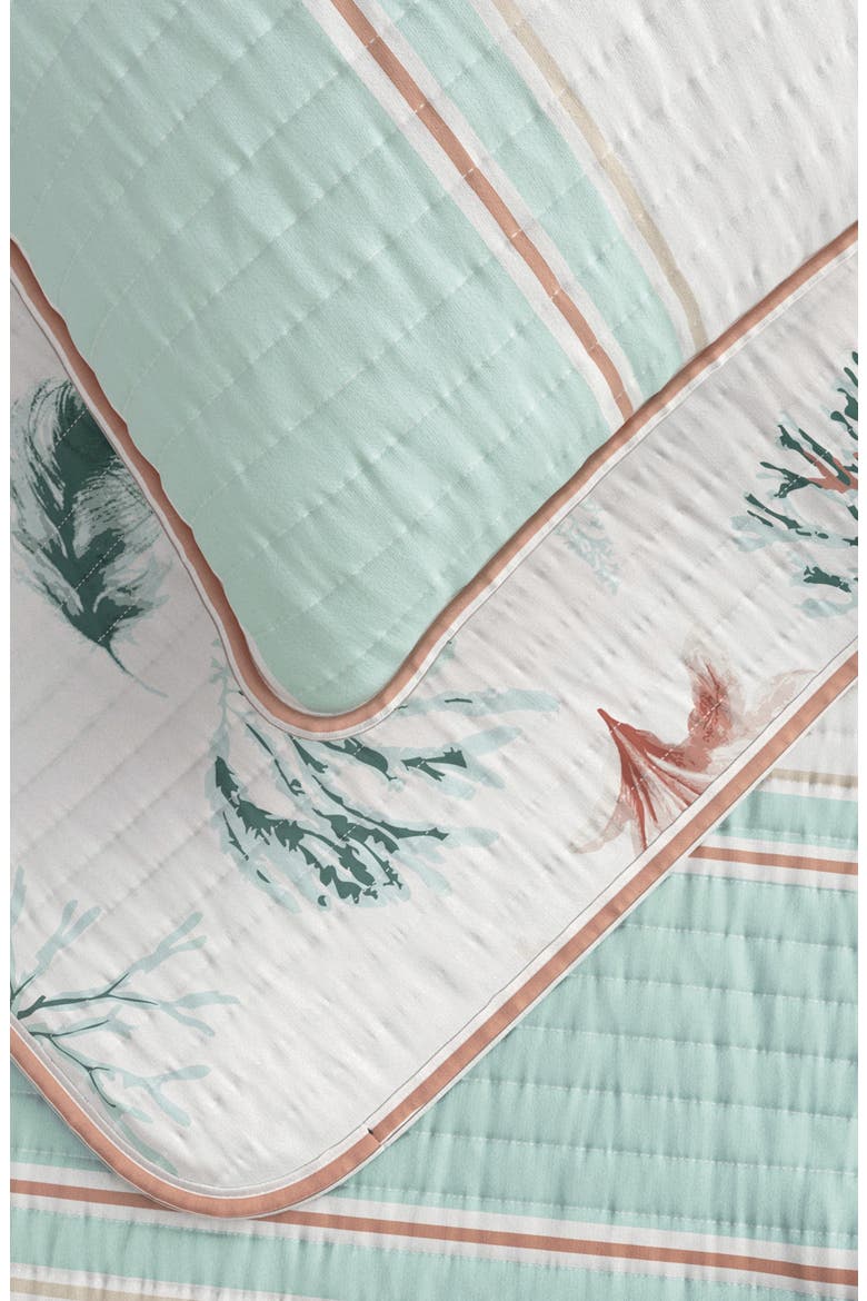 Elevated Coastal Cotton Quilt Set, Alternate, color, FLAG STRIPE / KELP BREEZE