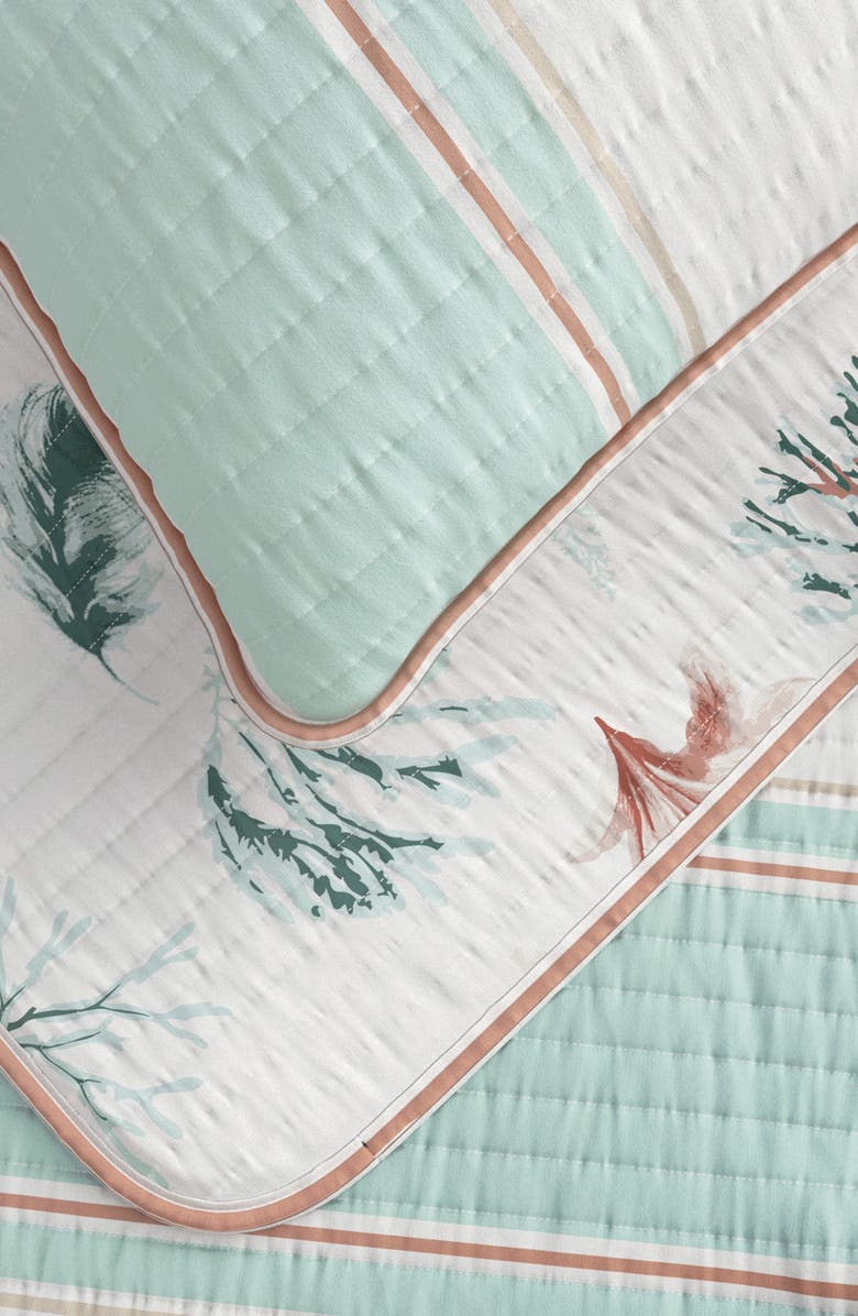 Woven & Weft Elevated Coastal Cotton Quilt Set, Alternate, color, Flag Stripe / Kelp Breeze