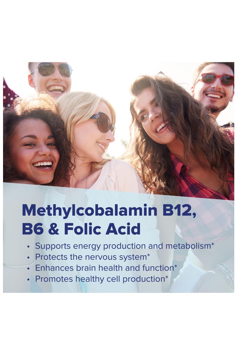Methylcobalamin B-12 Energy Support Sublingual Vitamin Tablets, Alternate, color, White