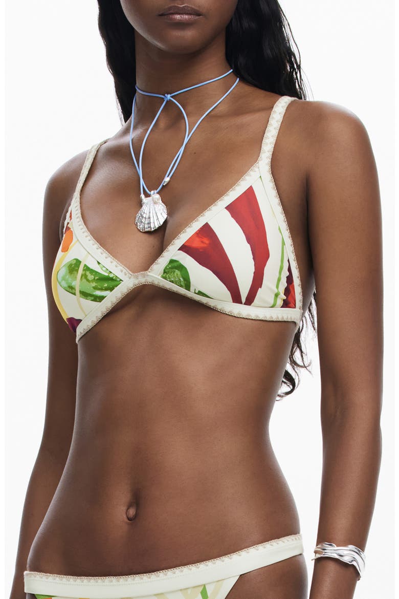 Crochet Trim Bikini Top, Main, color, IVORY/ LIGHT BEIGE MULTI
