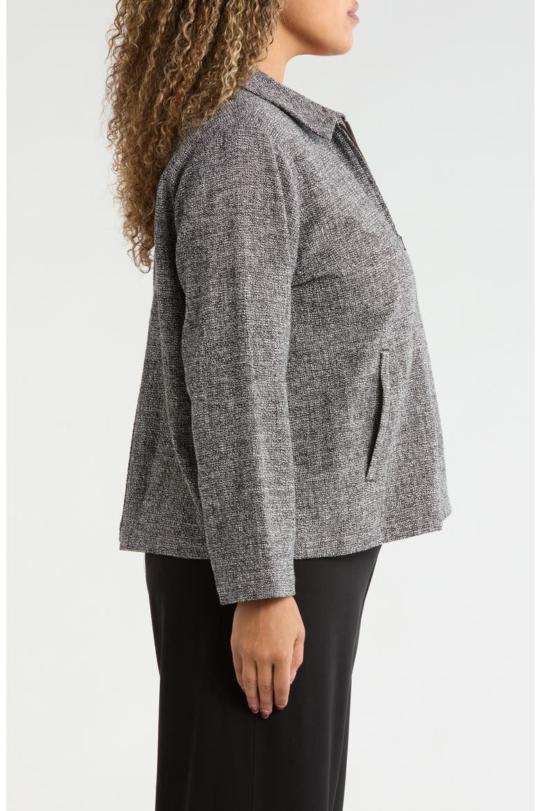 Classic Collar Stretch Organic Cotton Zip Jacket, Alternate, color, BLACK/ WHITE