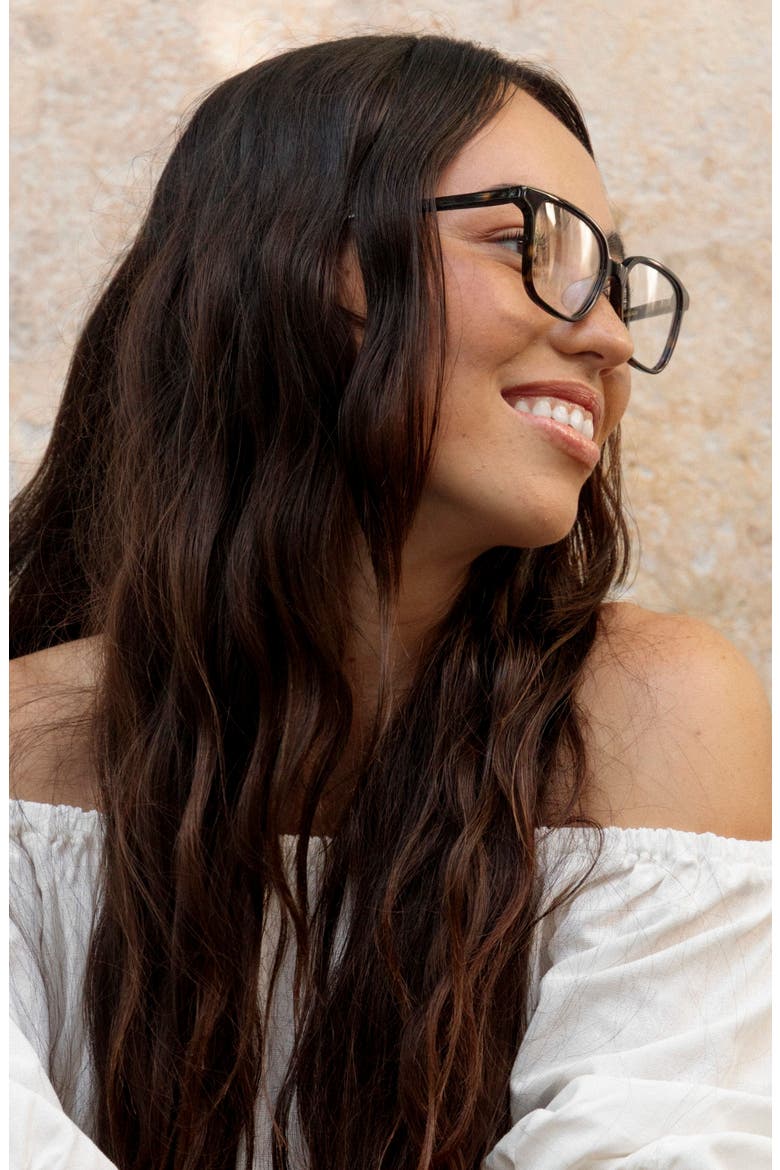 Palakika 54mm Low Bridge Square Optical Glasses, Alternate, color, KUKUI TORTOISE / CLEAR LENSES