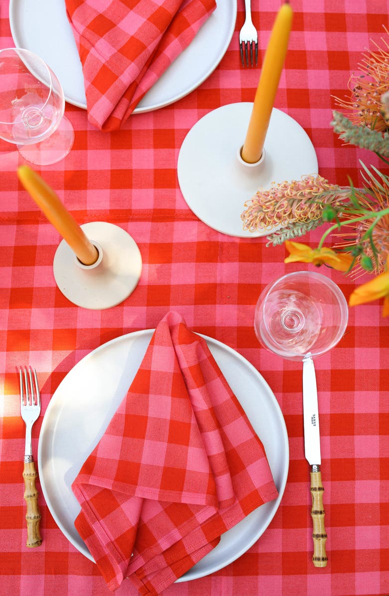 Heather Taylor Home Gingham Guava Set of 4 Napkins, Alternate, color, Guava