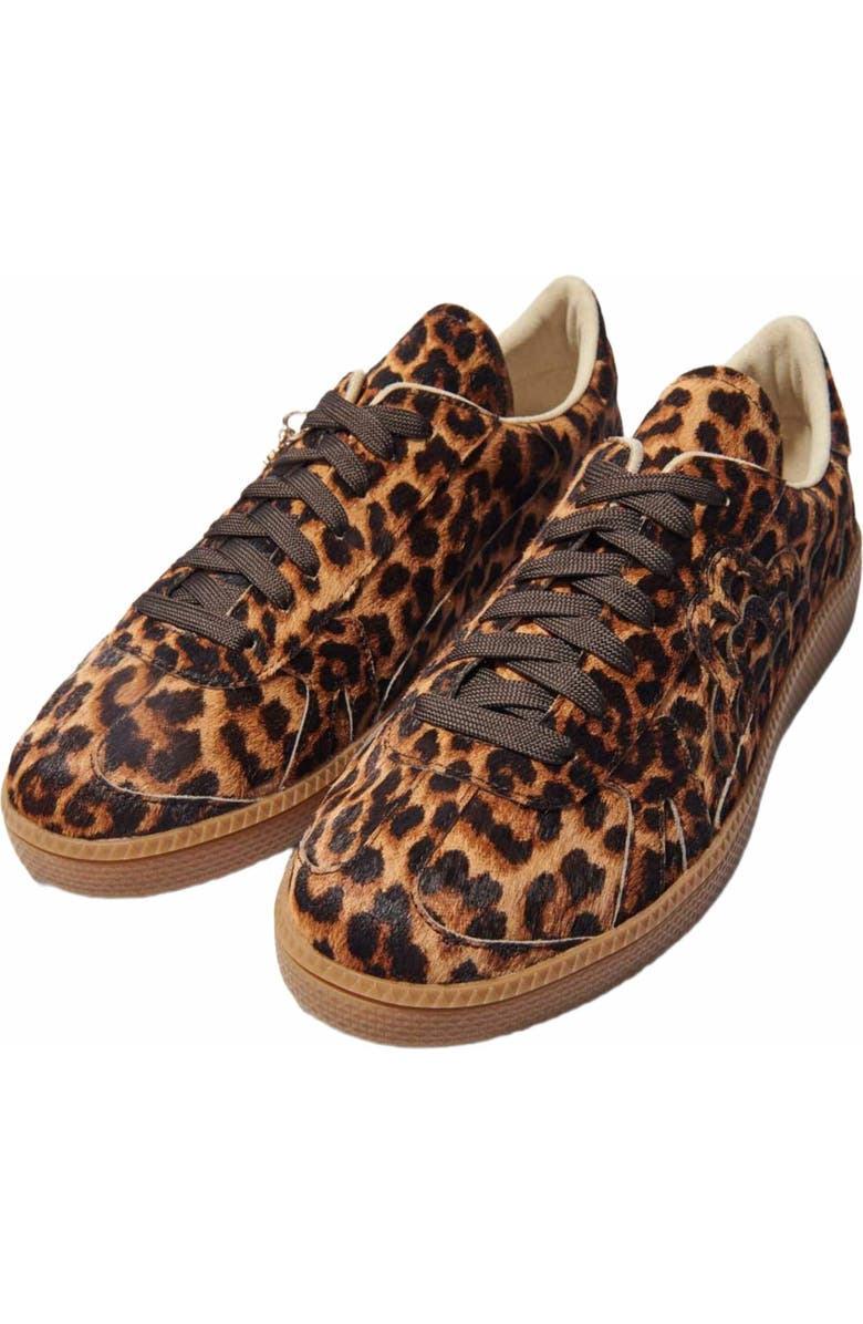 maje Leopard print leather sneakers, Alternate, color,