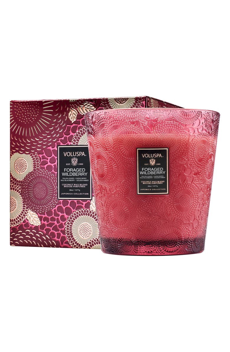 Voluspa Foraged Wildberry Three-Wick Hearth Candle, Main, color, 