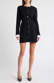 FRAME Mixed Meed Long Sleeve Mini Coat Dress