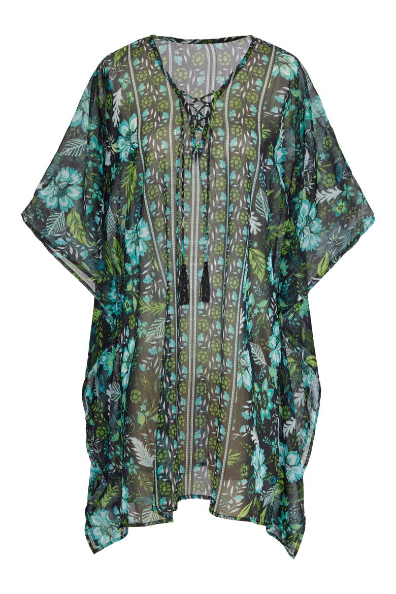 Florica Metallic Cover-Up Caftan, Alternate, color, BLACK MULTI