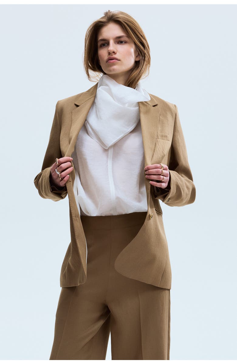 H&M Tailored Twill Trousers, Alternate, color, Dark Beige