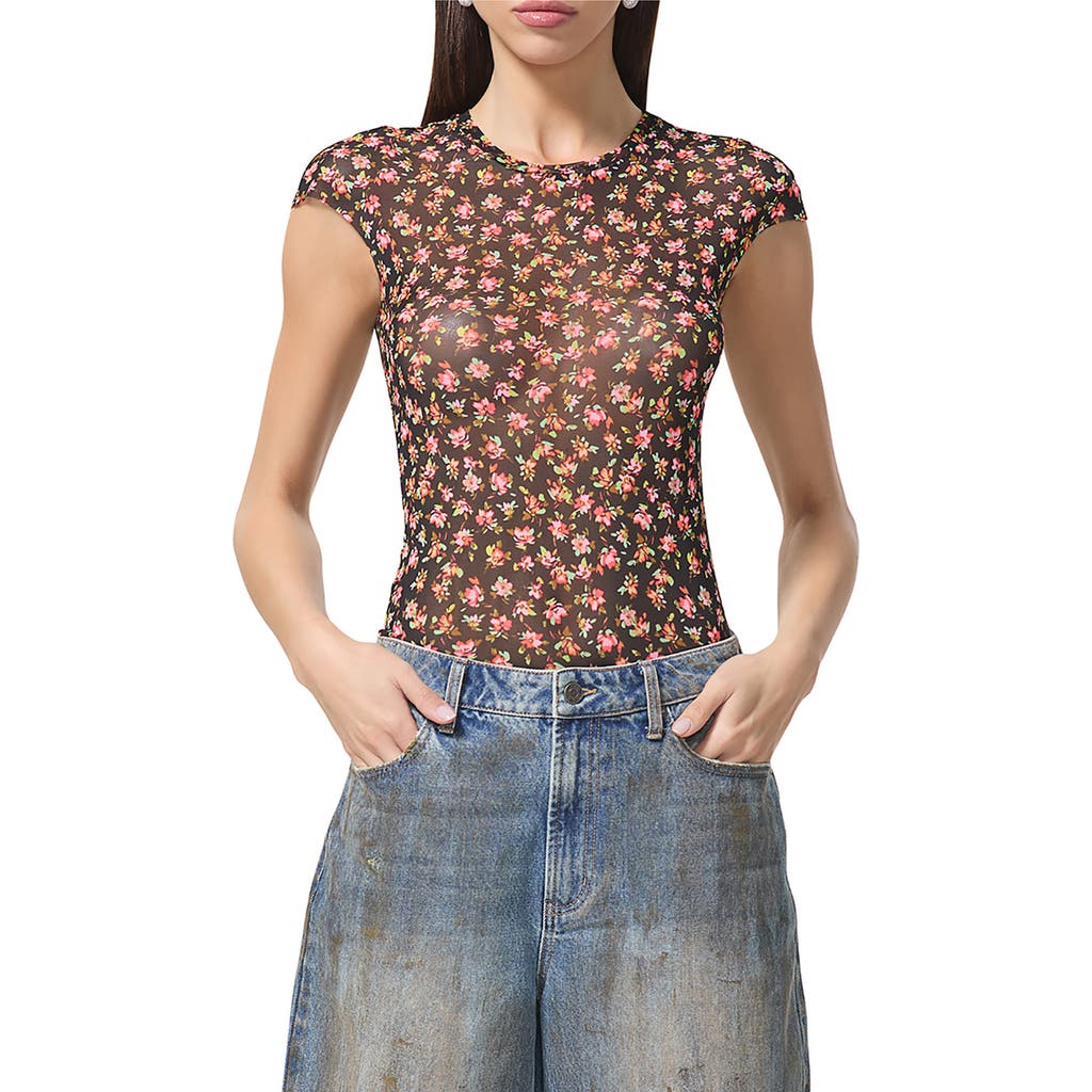 AFRM AFRM NINA PRINT CAP SLEEVE MESH TOP