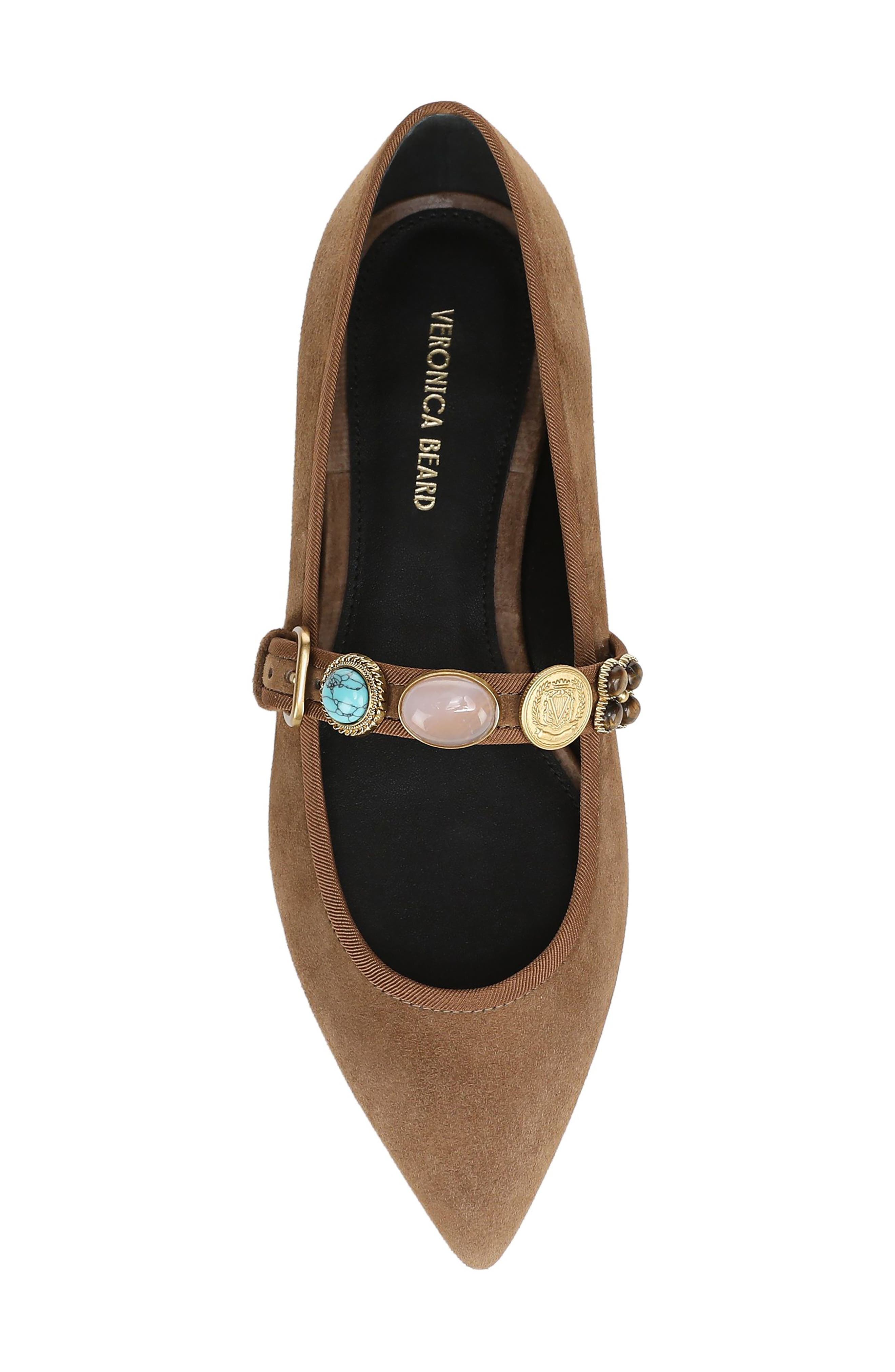 Selene Charms Pointed Toe Flat, Alternate, color, CHESTNUT