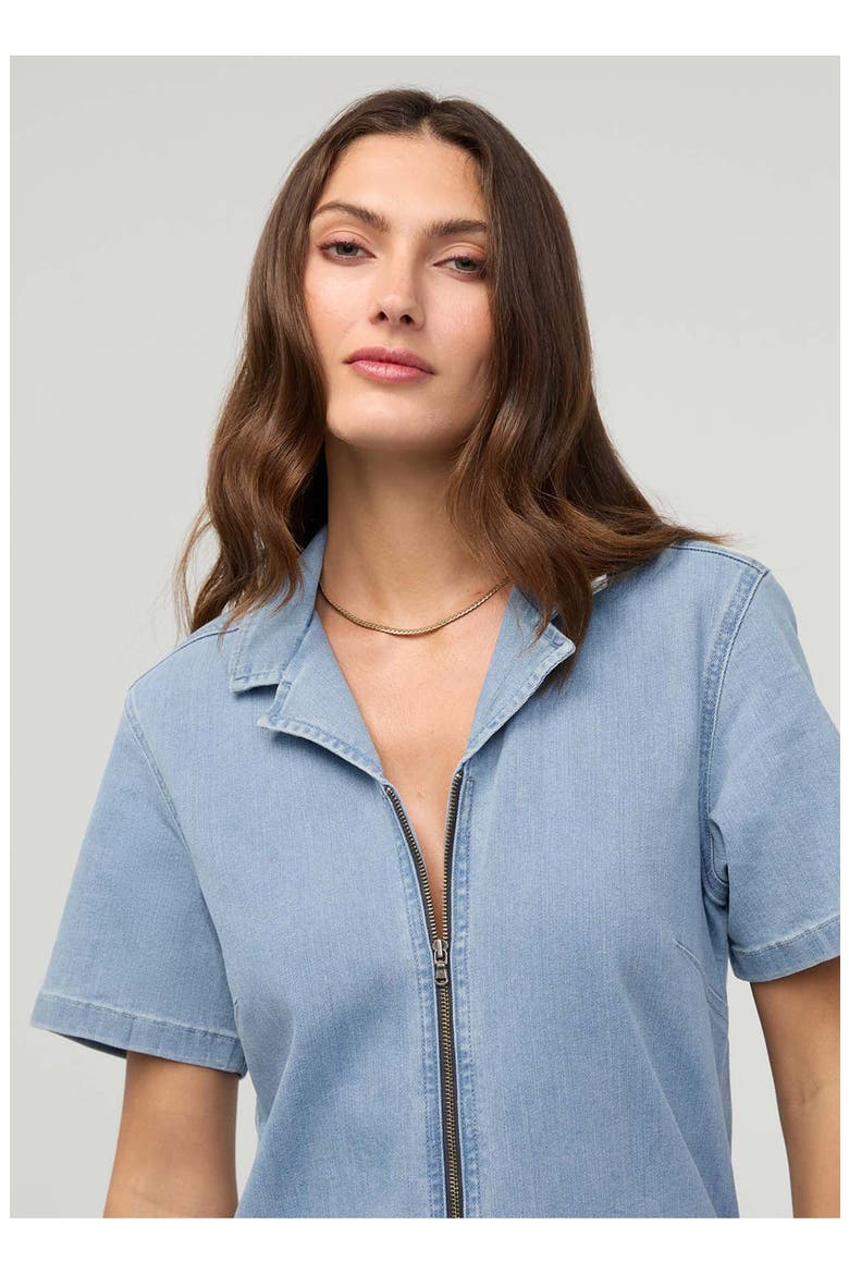 Performance Denim Short Sleeve Jumpsuit, Alternate, color, Desert-Blue
