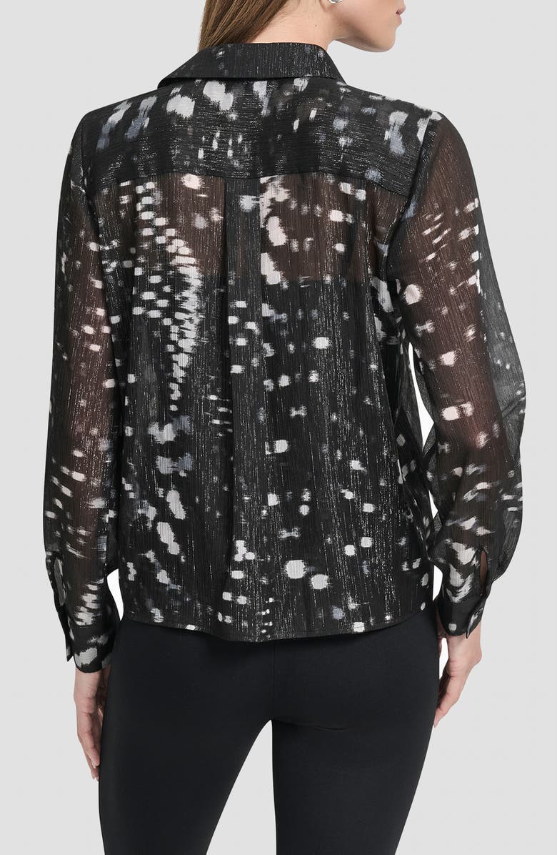 DKNY Shine Crinkle Chiffon Button-Up Shirt, Alternate, color, Reflected Lights