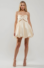 Modenaire Mini Dress with Bow and Bubble Hem
