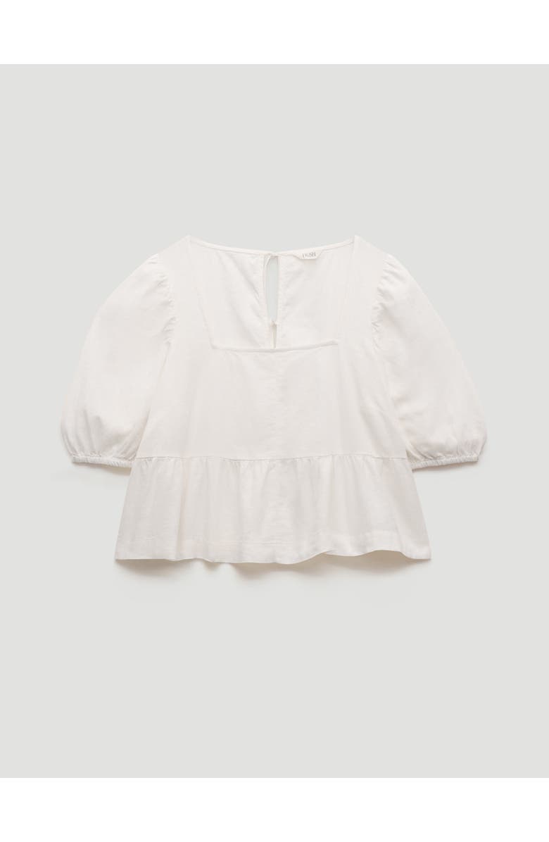 Hush Alva Puff Sleeve Linen Beach Top, Alternate, color, Pearl White