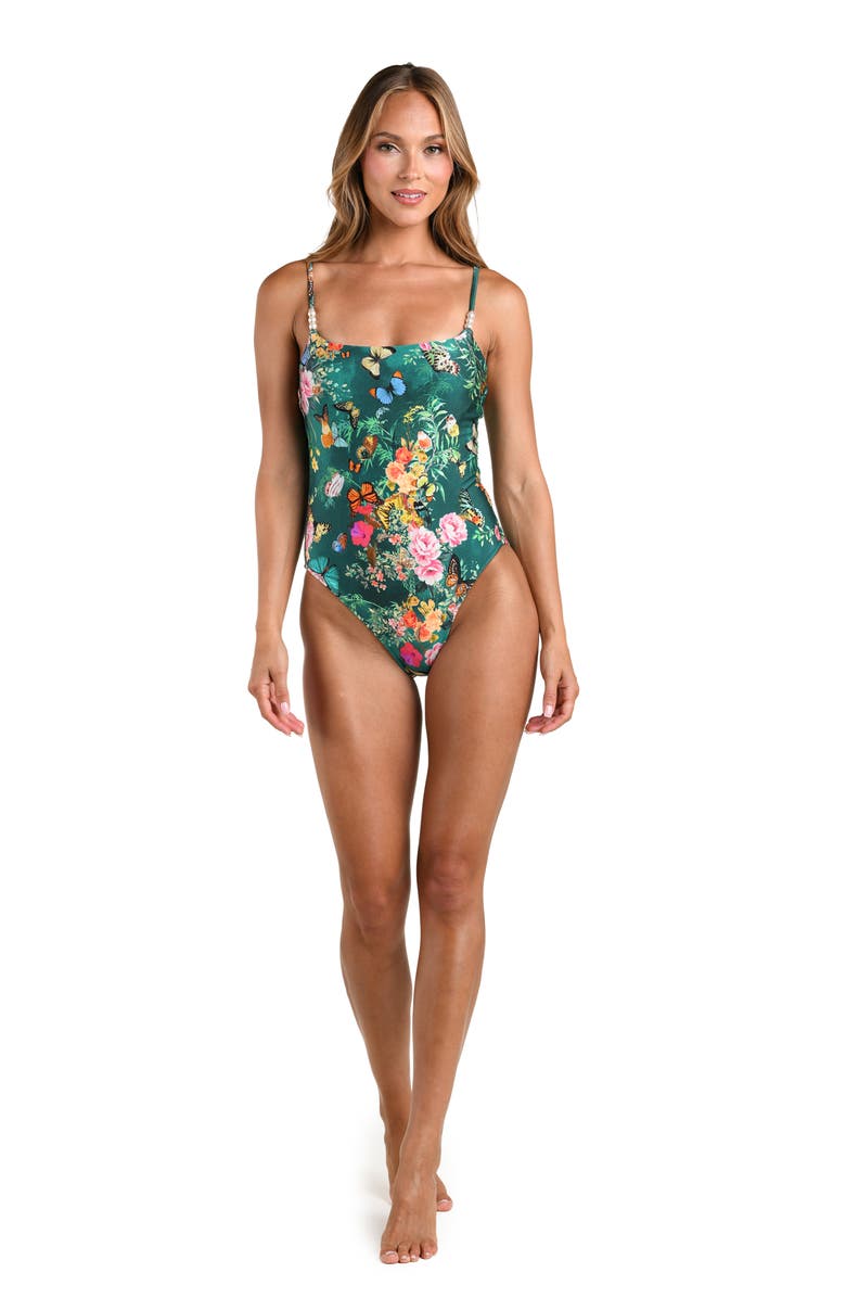 L'AGENCE Remi Print One-Piece Swimsuit, Alternate, color, Green Multi