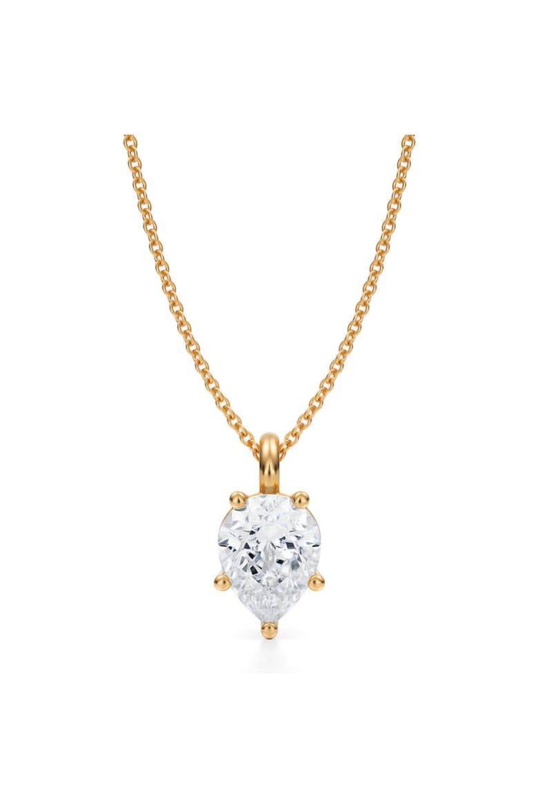 Pear Solitaire Lab Diamond Pendant Necklace 14K 2.0ct, Main, color, Yellow Gold