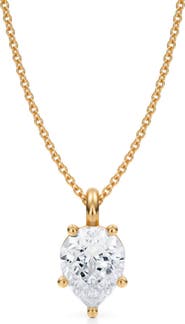 ALLUREZ Pear Solitaire Lab Diamond Pendant Necklace 14K 2.0ct