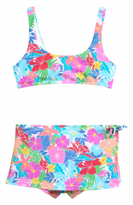 Raisins Kids' Hawaiian Floral Two-Piece Skort Swimsuit