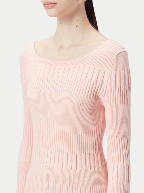 Gobi Mongolian Cashmere Ribbed Cotton Silk Cashmere Blend Sweater In Primrose Pink