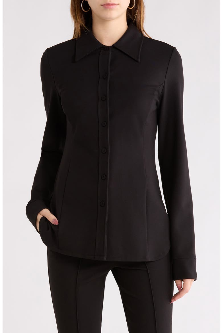 The Call Me Back Button-Up Blouse, Main, color, BLACK