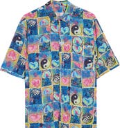 Martine Rose Blue Hearts Boxy Button-Up Shirt