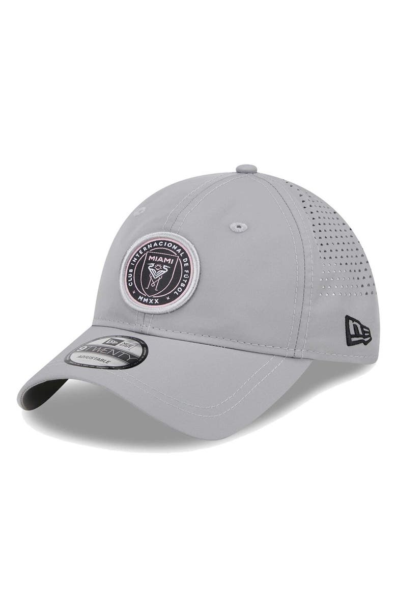 New Era Men's New Era Gray Inter Miami CF Active 9TWENTY Adjustable Hat, Main, color, 