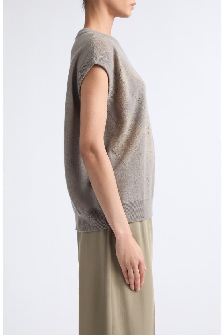 Clan Argyle Plaid Cashmere Sweater Vest, Alternate, color, POWDERED STONE COLOURWAY