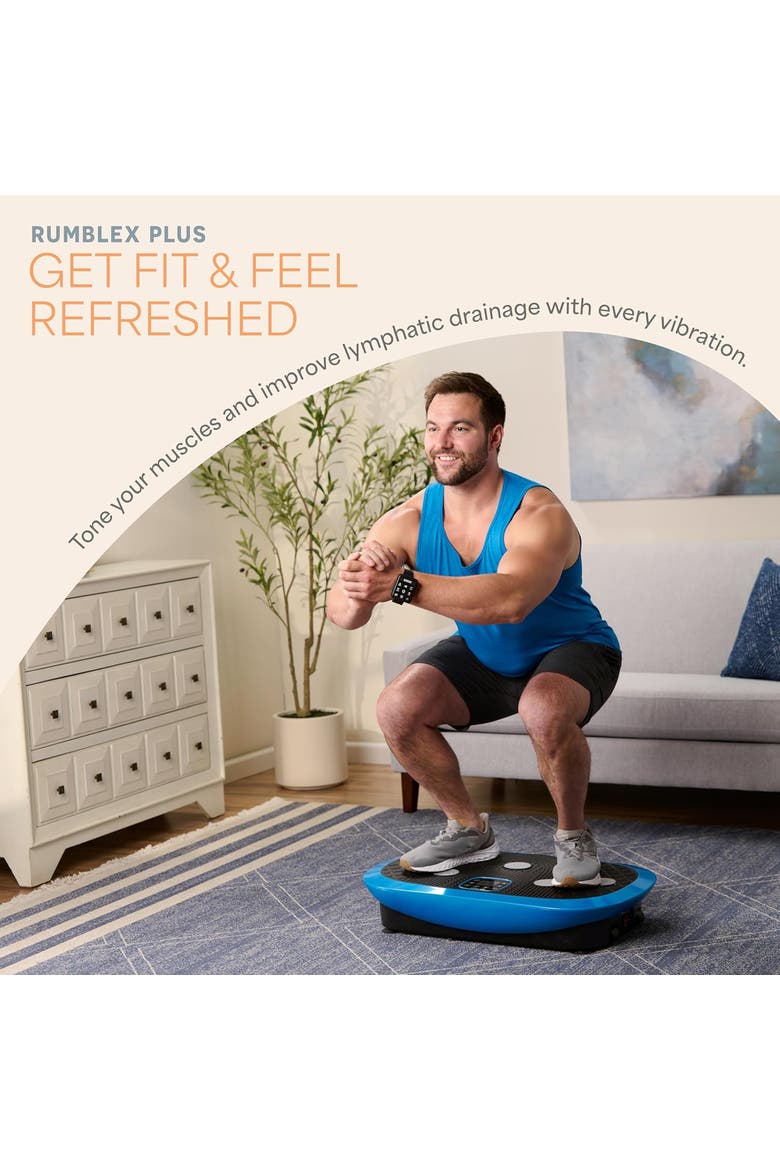 Rumblex Plus 4D Vibration Plate Machine Exercise Machine with Triple Motors for Recovery and Fat Burn, Alternate, color, Blue