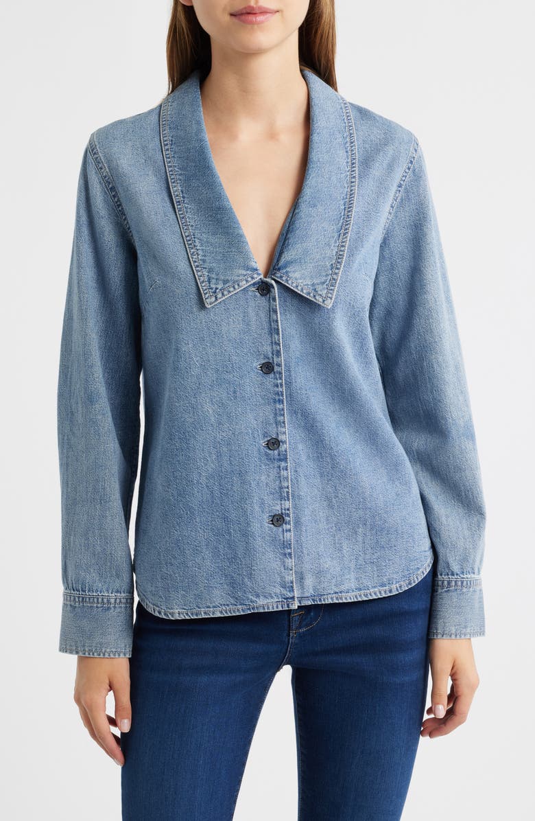 FRAME The Low Collar Denim Button-Up Shirt, Main, color, Confessional