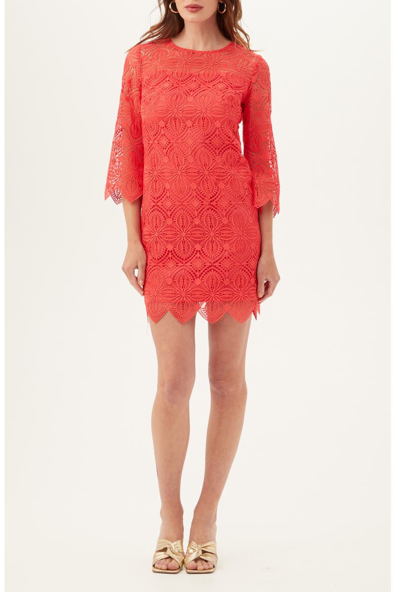 Atlantic Lace Shift Dress, Main, color, MOROCCAN SUNSET