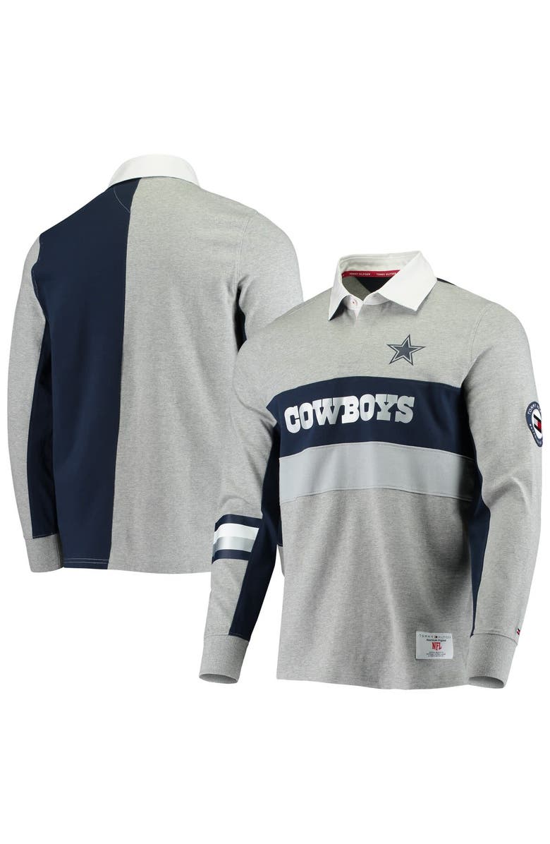 Tommy Hilfiger Men's Tommy Hilfiger Heathered Gray Dallas Cowboys Rugby Long Sleeve Polo, Main, color, Gray