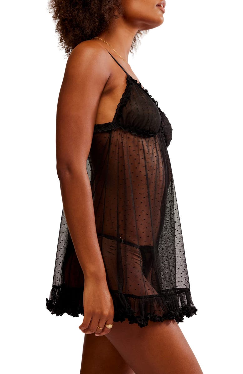 Free People Intimately FP Heart to Heart Babydoll Chemise, Alternate, color, Black