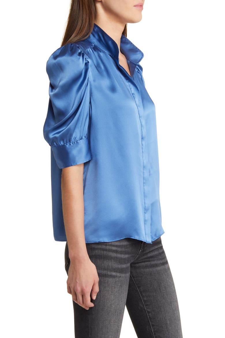 Gillian Silk Button-Up Shirt, Alternate, color, SLATE BLUE
