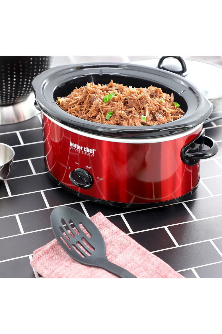 3 Quart Oval Slow Cooker Removable Stoneware Crock Red, Alternate, color, Red