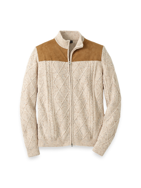 Donegal Full Zip Mock Neck Sweater